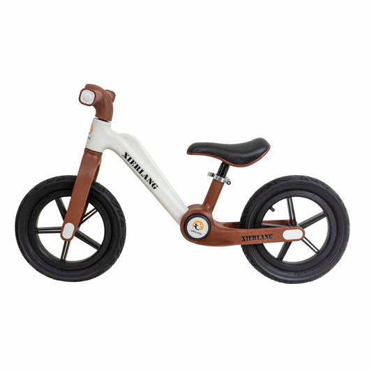 Bicicleta fara pedale, pliabila, pentru copii XIERLANG, roti de cauciuc si scaun reglabil, +3ani, alb si maro Z-TOOLS / ZTS8449