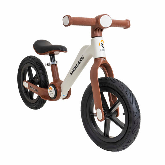 Bicicleta fara pedale, pliabila, pentru copii XIERLANG, roti de cauciuc si scaun reglabil, +3ani, alb si maro Z-TOOLS / ZTS8449