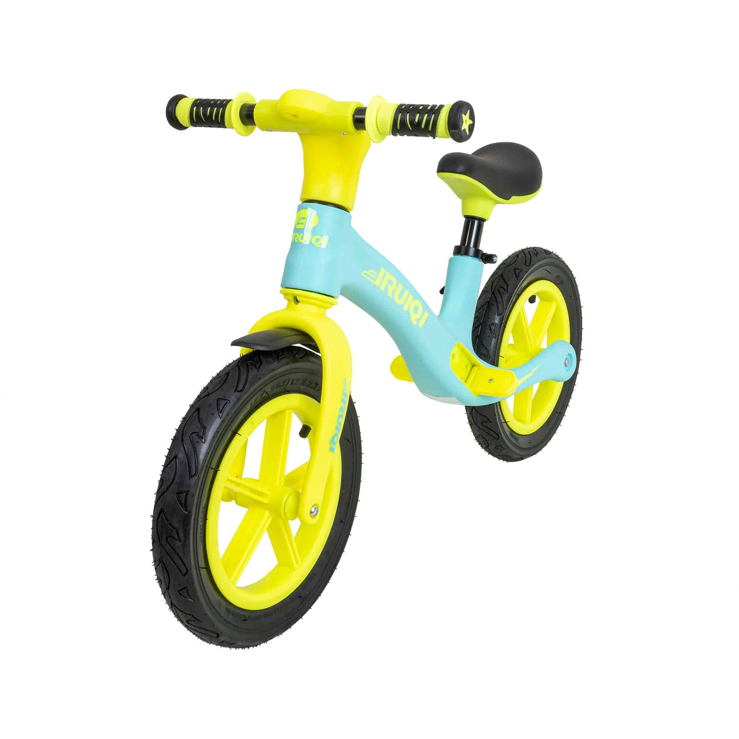 Bicicleta fara pedale pentru copii IRUIQI, roti de cauciuc si scaun reglabil, +3ani, bleu so galben neon Z-TOOLS / ZTS8453