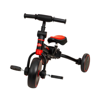 Tricicleta pliabila 2 in 1 pentru copii, reglabila, negru-rosu / ZTS8483