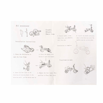 Tricicleta pliabila 2 in 1 pentru copii, reglabila, negru-rosu / ZTS8483