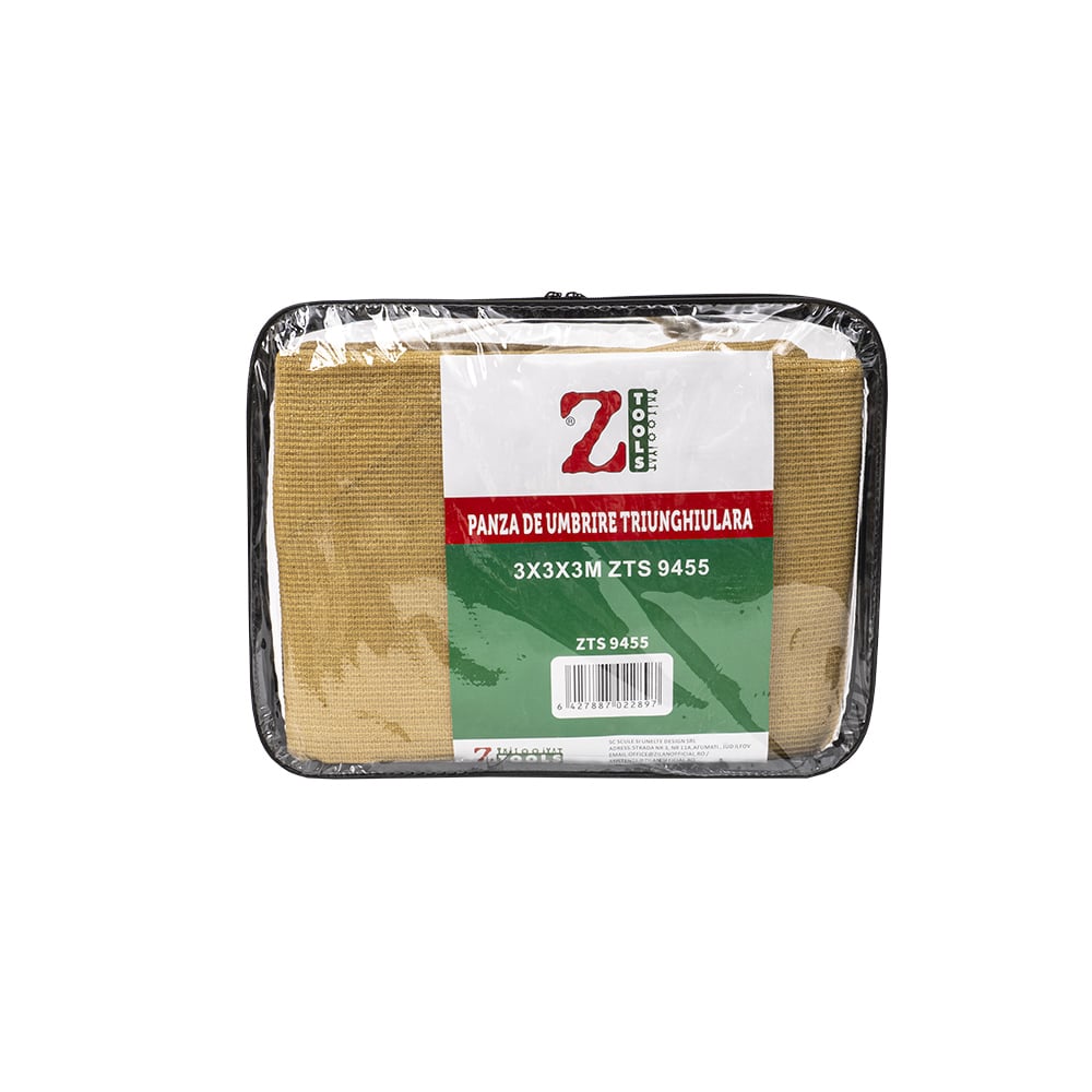 Panza de umbrire triunghiulara, 3×3×3m, crem, Z-TOOLS / ZTS9455