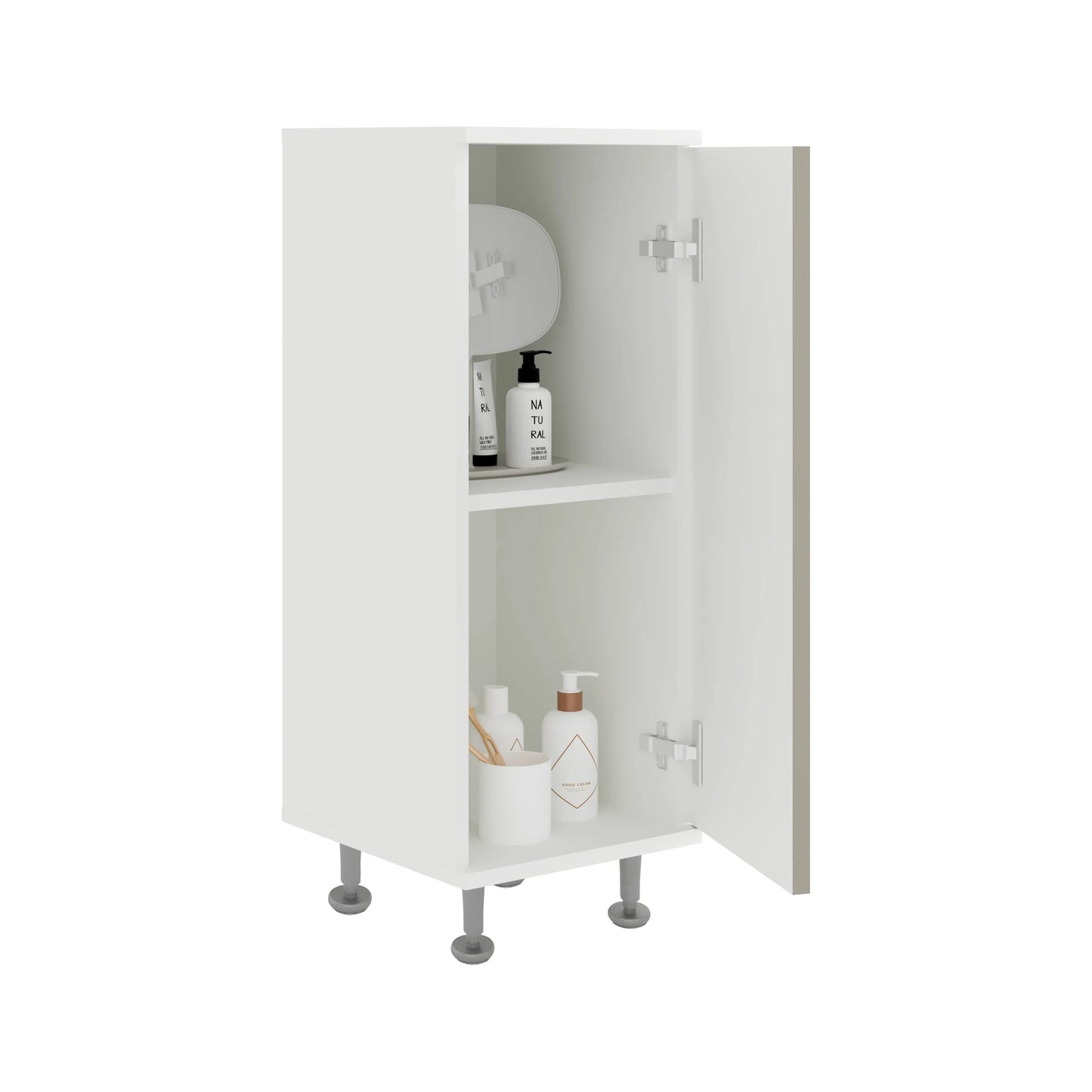 Corp Baie haaus Zaria, 1 Usa, Gri Lucios/Alb, MDF, L 30 x l 35 x H 85 cm