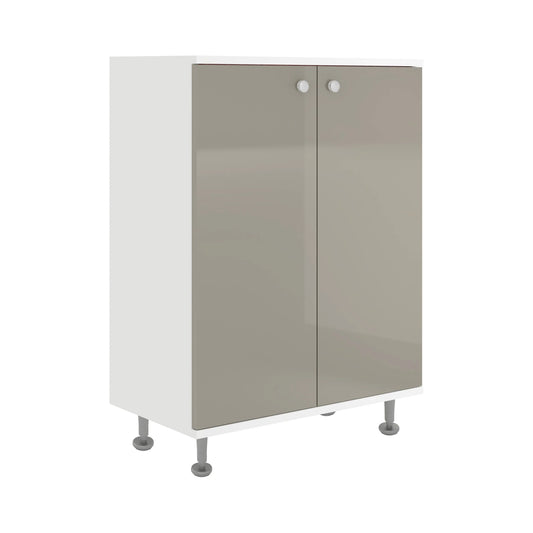 Corp Baie haaus Zaria, 2 Usi, Gri Lucios/Alb, MDF, L 60 x l 35 x H 85 cm