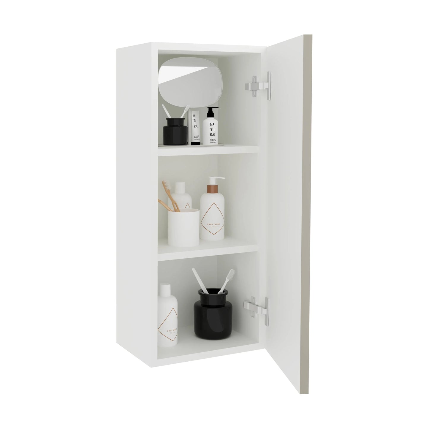 Corp Baie haaus Zaria, Suspendat, 1 Usa, Gri Lucios/Alb, MDF, L 30 x l 22 x H 72 cm