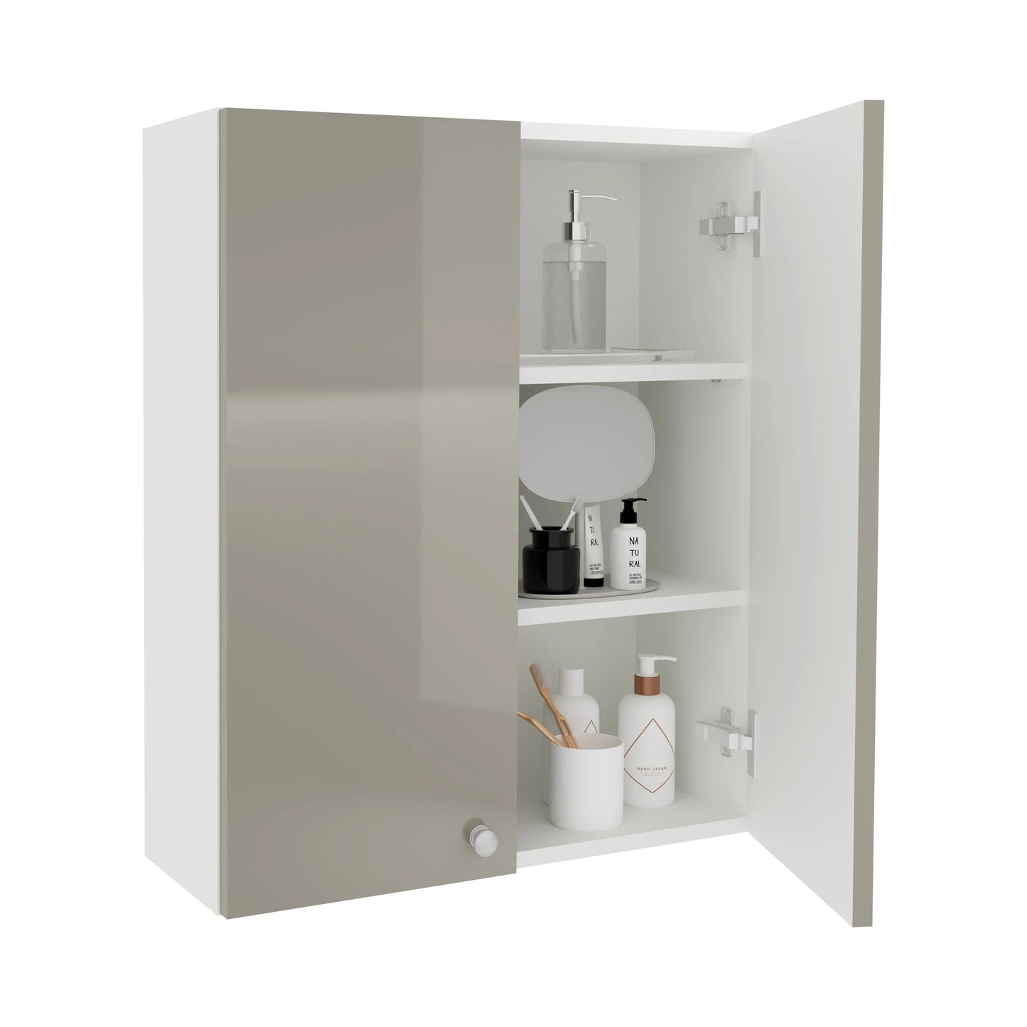 Corp Baie haaus Zaria, Suspendat, 2 Usi, Gri Lucios/Alb, MDF, L 60 x l 22 x H 72 cm