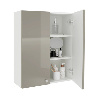 Corp Baie haaus Zaria, Suspendat, 2 Usi, Gri Lucios/Alb, MDF, L 60 x l 22 x H 72 cm