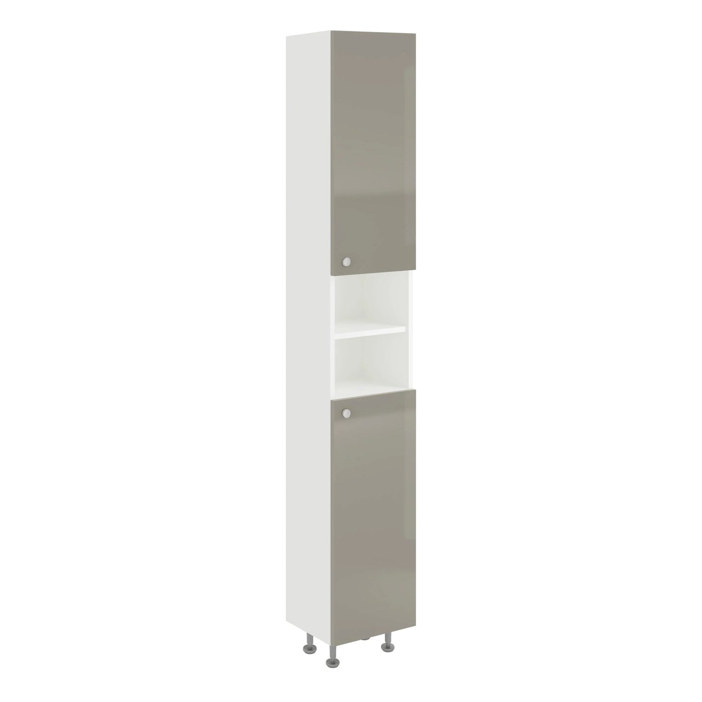 Soldat Baie haaus Zaria, 2 Usi, Gri Lucios/Alb, MDF, L 30 x l 27 x H 190 cm
