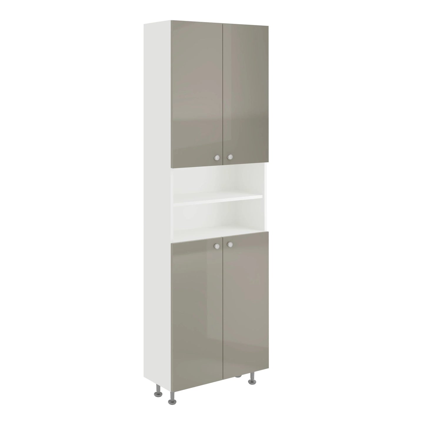 Soldat Baie haaus Zaria, 4 Usi, Gri Lucios/Alb, MDF, L 60 x l 27 x H 190 cm