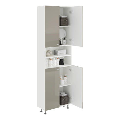 Soldat Baie haaus Zaria, 4 Usi, Gri Lucios/Alb, MDF, L 60 x l 27 x H 190 cm
