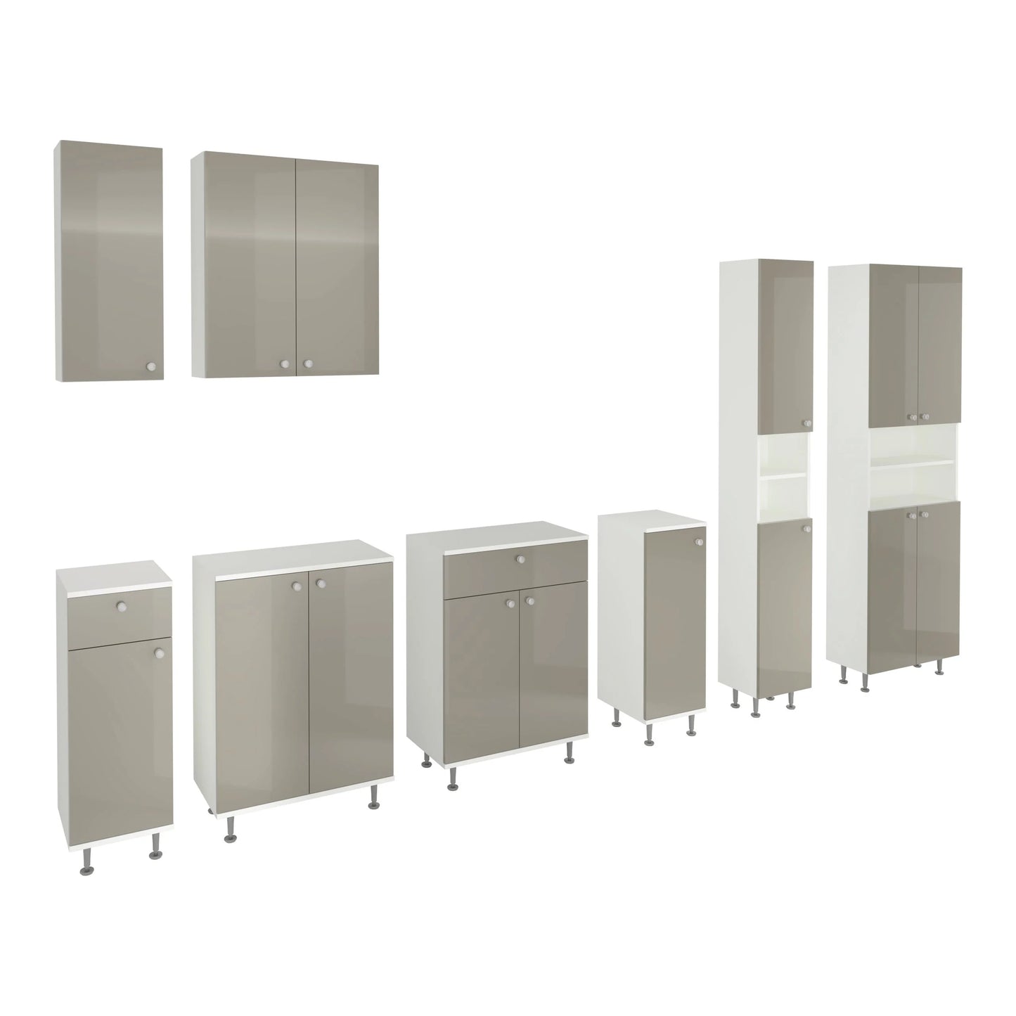 Corp Baie haaus Zaria, 1 Usa, Gri Lucios/Alb, MDF, L 30 x l 35 x H 85 cm