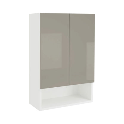 Corp Baie haaus Zed, Suspendat, 2 Usi, Gri Lucios/Alb, MDF, L 48 x l 22 x H 72 cm