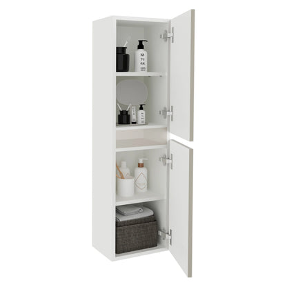 Soldat Baie haaus Zed, Suspendat, 2 Usi, Gri Lucios/Alb, MDF, L 29 x l 22 x 104 cm