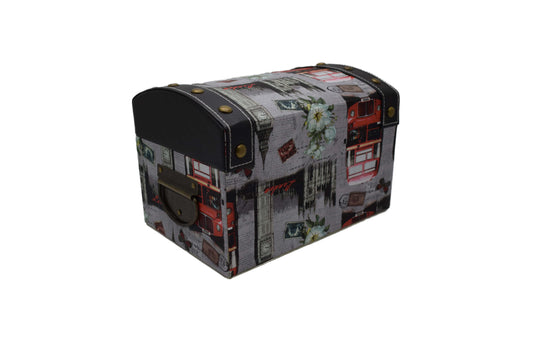 Cufar din piele ecologica cu imprimeu, Naimeed D47-1, 24 x 16,5 x 16,5 cm