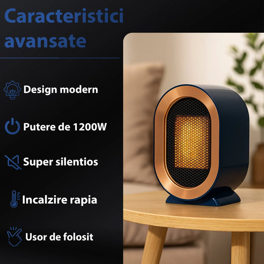 Aeroterma ceramica electrica Timebox, compact si silentios, Albastru