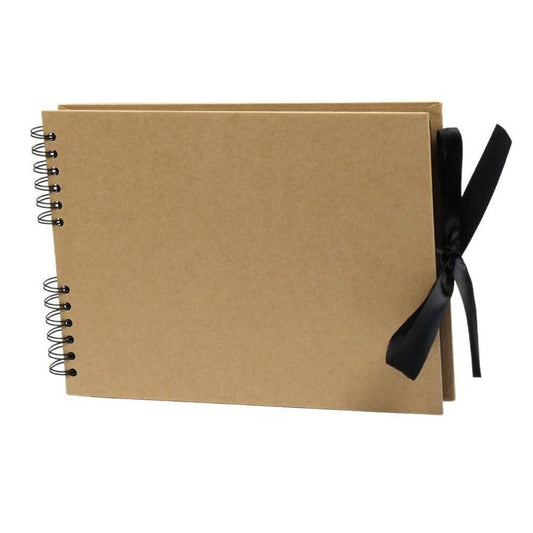 Album foto dreptunghiular cu spirală si panglică satin - Kraft