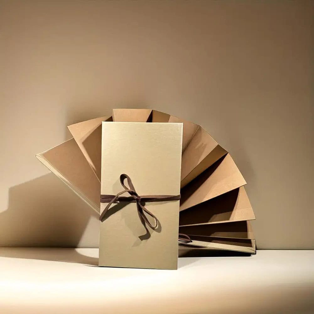 Album foto dreptunghiular pliabil cu șnur din piele - Kraft