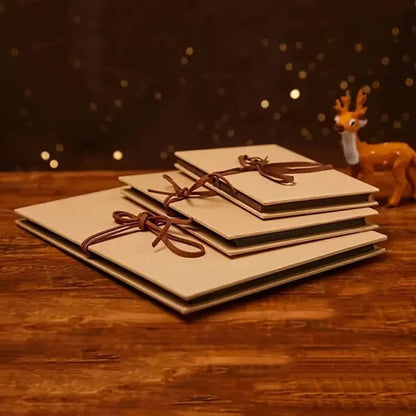 Album foto dreptunghiular pliabil cu șnur din piele - Kraft