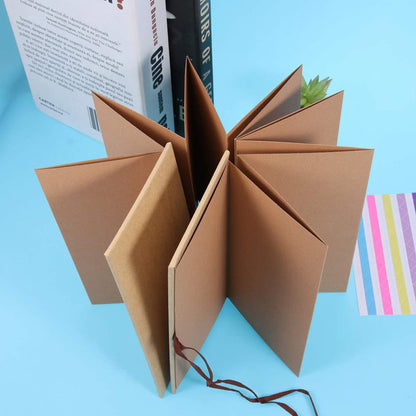 Album foto dreptunghiular pliabil cu șnur din piele - Kraft