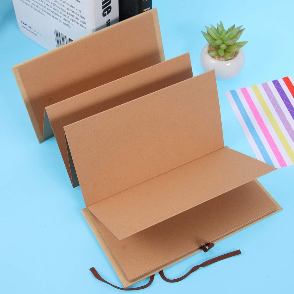 Album foto dreptunghiular pliabil cu șnur din piele - Kraft