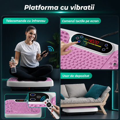 Aparat de Vibromasaj tip Platforma pentru Slabire si Drenaj Limfatic, Roz