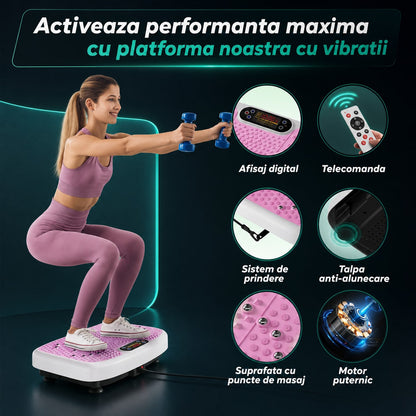 Aparat de Vibromasaj tip Platforma pentru Slabire si Drenaj Limfatic, Roz