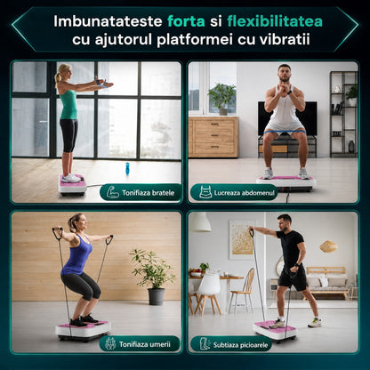 Aparat de Vibromasaj tip Platforma pentru Slabire si Drenaj Limfatic, Roz