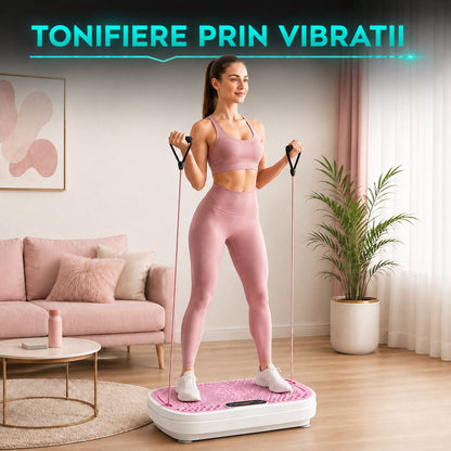 Aparat de Vibromasaj tip Platforma pentru Slabire si Drenaj Limfatic, Roz
