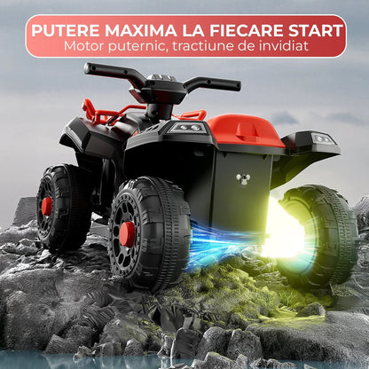 ATV electric copii 1, 6 ani, Motor dublu Constructie stabila, Rosu