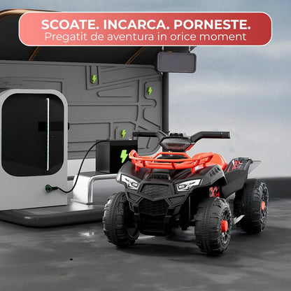 ATV electric copii 1, 6 ani, Motor dublu Constructie stabila, Rosu