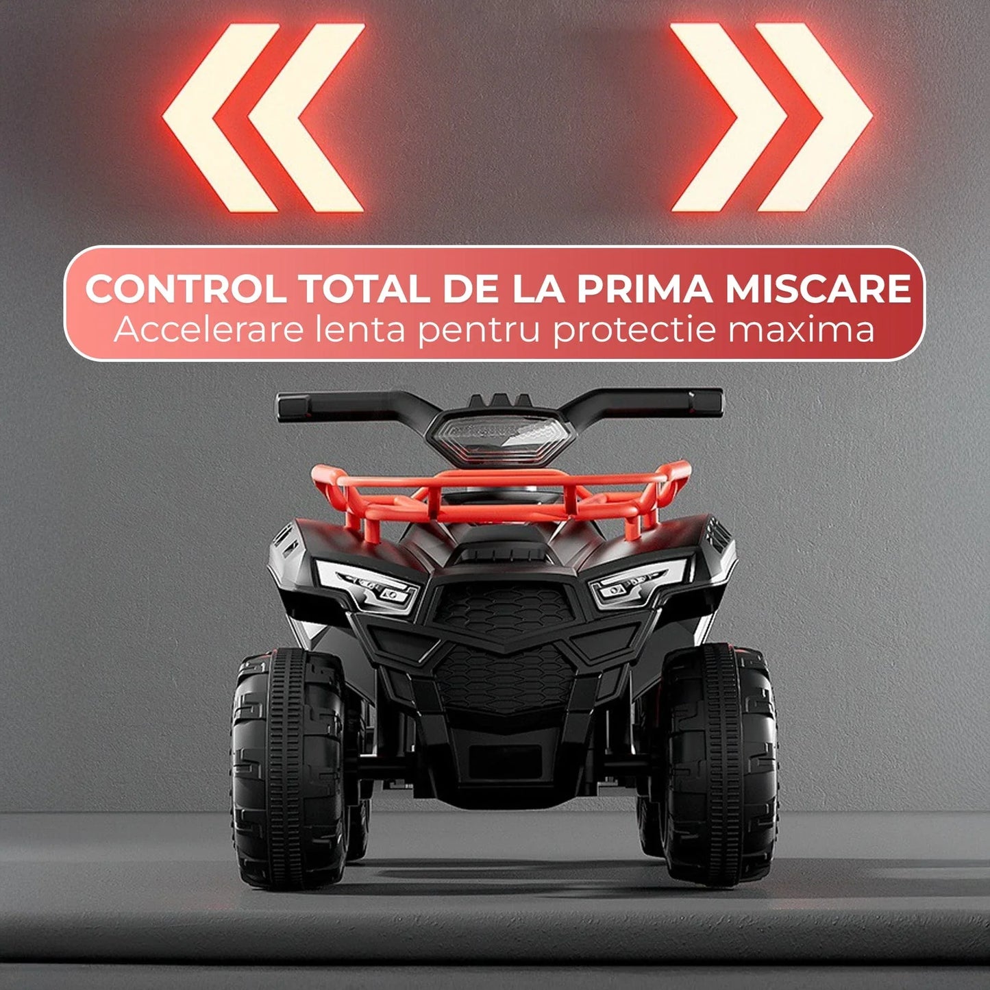 ATV electric copii 1, 6 ani, Motor dublu Constructie stabila, Rosu