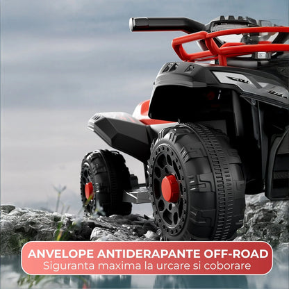 ATV electric copii 1, 6 ani, Motor dublu Constructie stabila, Rosu