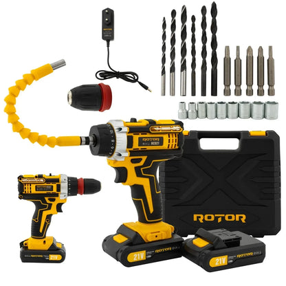Autofiletanta RCD21 cu 27 de accesorii, 2 acumulatori 21V, trusa de depozitare si transport, 1350 RPM, Motor Brushless - 221.ro