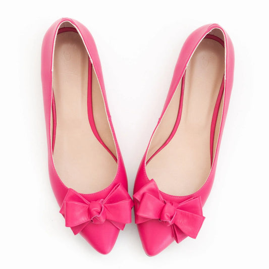 Balerini din piele naturala fuchsia Amaya