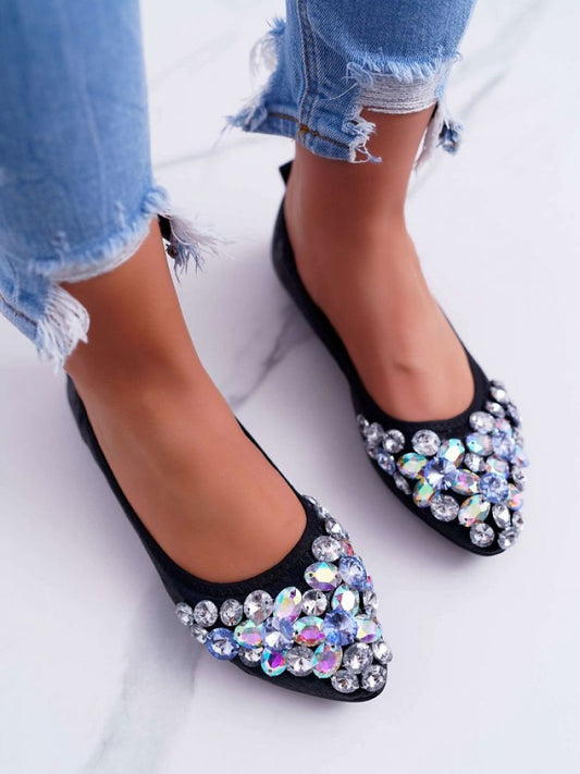 Balerini Step in style, Model 181067, Negru - material imitație de piele  Footbed piele naturala