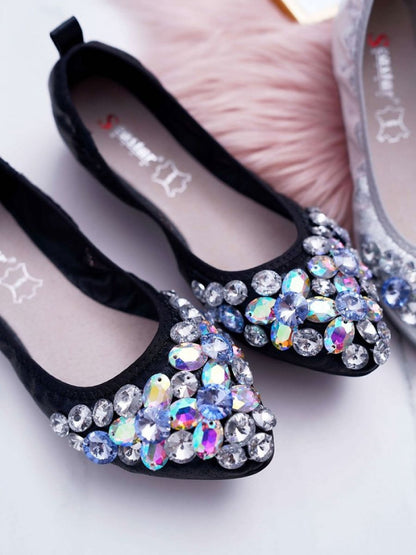 Balerini Step in style, Model 181067, Negru - material imitație de piele  Footbed piele naturala