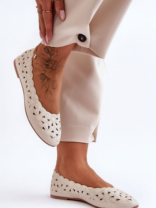 Balerini Step in style, Model 182364, Bej - material imitație de piele  Footbed imitație de piele  Înălţimea tocului 0.5 cm