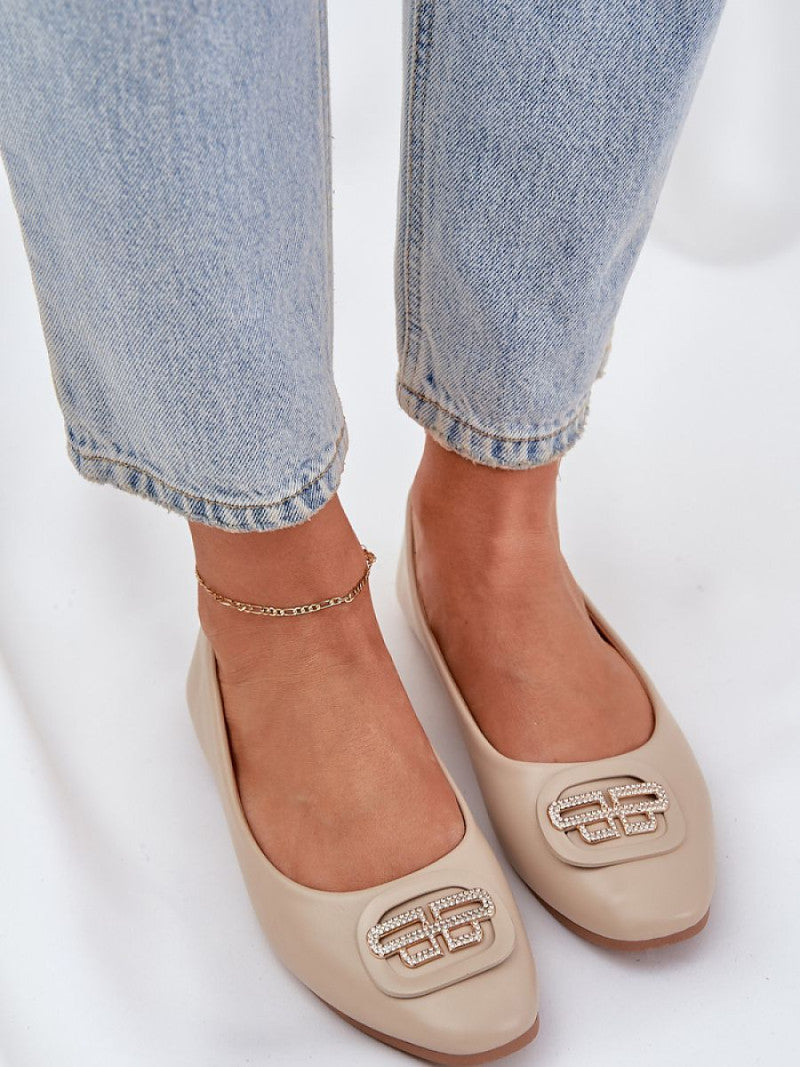 Balerini Step in style, Model 208454, Bej - material imitație de piele  Footbed imitație de piele  Înălţimea carâmbului 5 cm Înălţimea tocului 1 cm