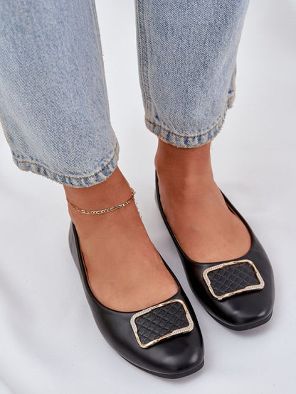 Balerini Step in style, Model 208457, Negru - material imitație de piele  Footbed imitație de piele  Înălţimea carâmbului 5 cm Înălţimea tocului 1 cm