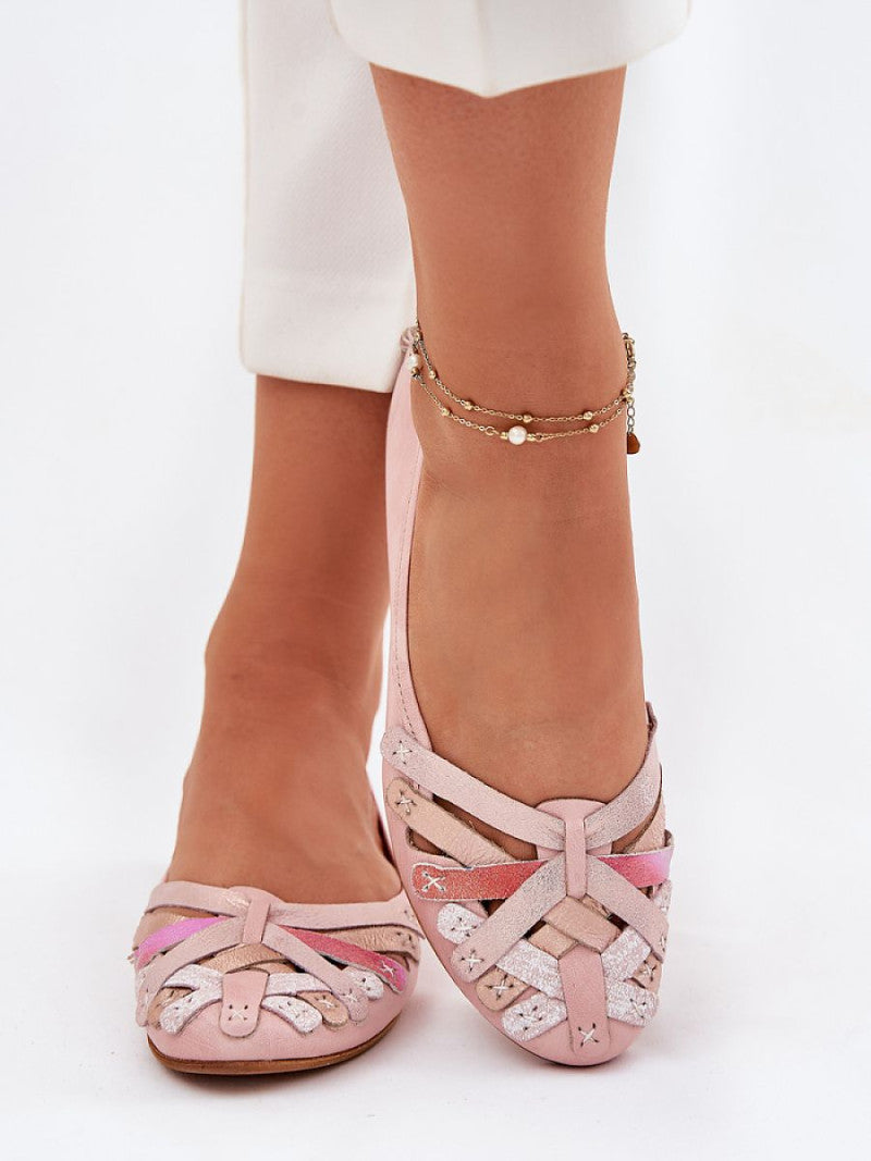 Balerini Step in style, Model 211974, Roz - material piele naturala  Footbed piele naturala  Înălţimea carâmbului 5.5 cm Înălţimea tocului 1 cm