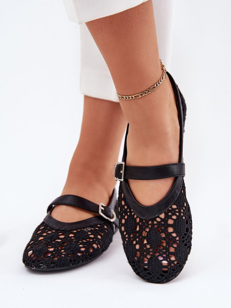 Balerini Step in style, Model 214111, Negru - material pânză  Footbed imitație de piele  Înălţimea tocului 1 cm