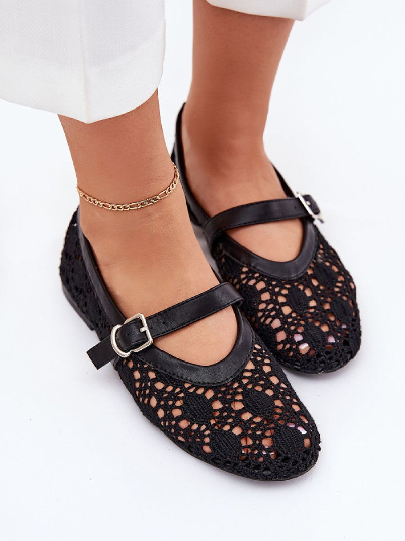 Balerini Step in style, Model 214111, Negru - material pânză  Footbed imitație de piele  Înălţimea tocului 1 cm