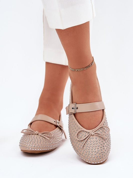 Balerini Step in style, Model 214113, Bej - material imitație de piele  Footbed imitație de piele  Înălţimea tocului 1 cm