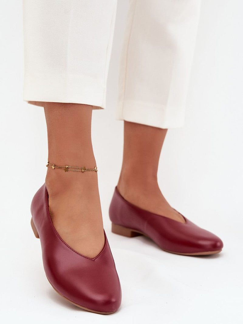 Balerini Step in style, Model 217693, Roşu - material imitație de piele  Footbed imitație de piele  Înălţimea tocului 2 cm