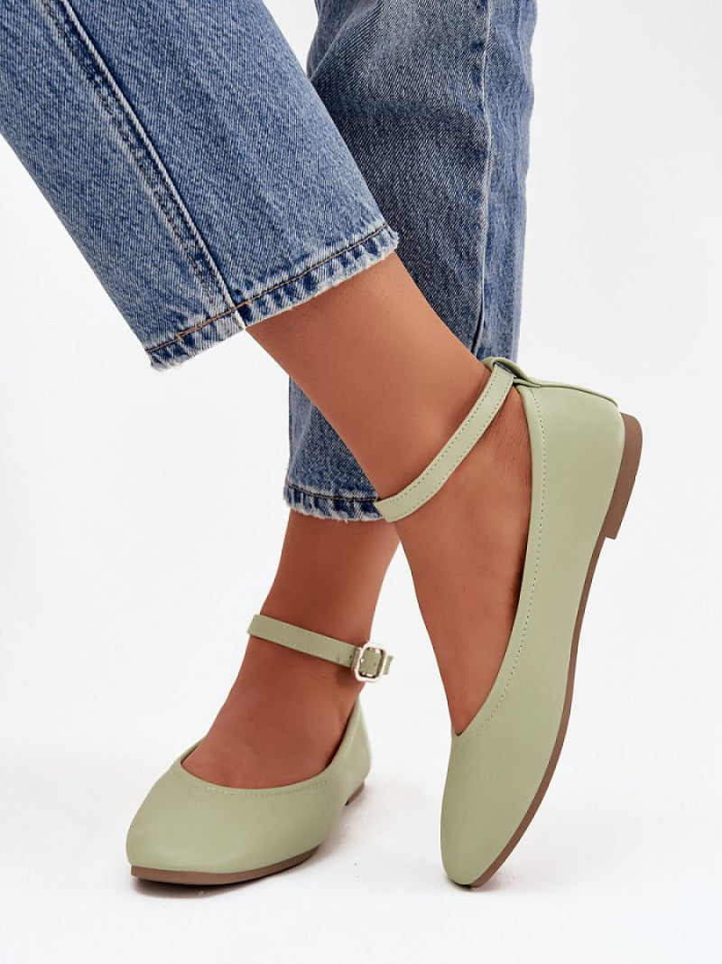 Balerini Step in style, Model 222995, Verde - material imitație de piele  Footbed imitație de piele  Înălţimea tocului 1 cm