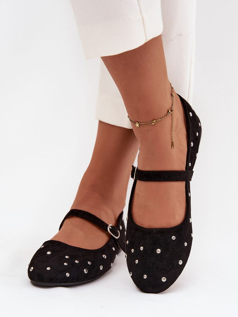 Balerini Step in style, Model 222998, Negru - material plastic  Footbed imitație de piele  Înălţimea tocului 1 cm