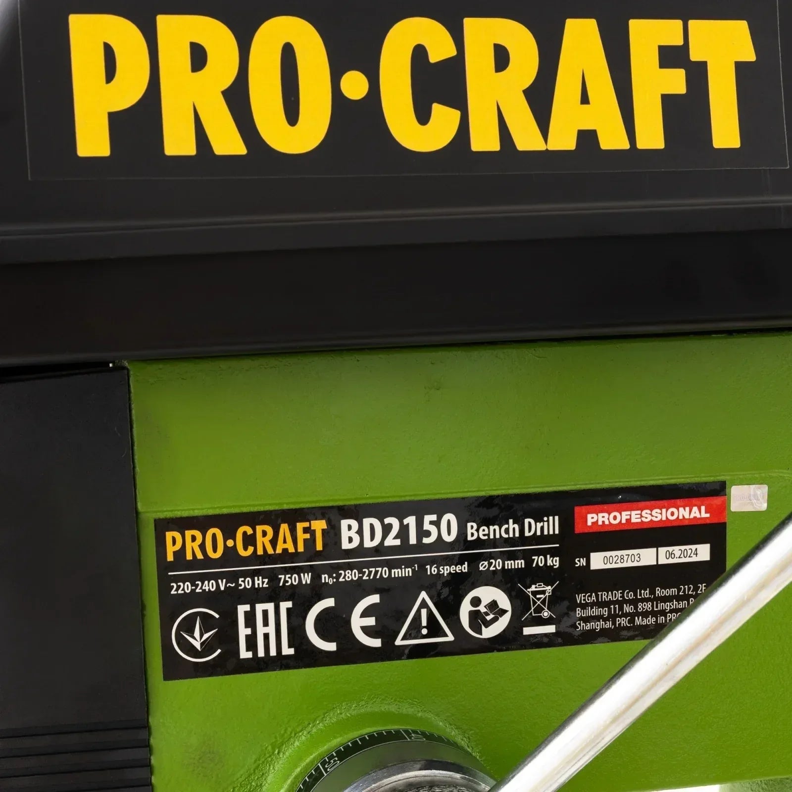 BD2150 bormasina de banc fixa cu coloana PROCRAFT, 64.60 kg , Putere 750W - 221.ro