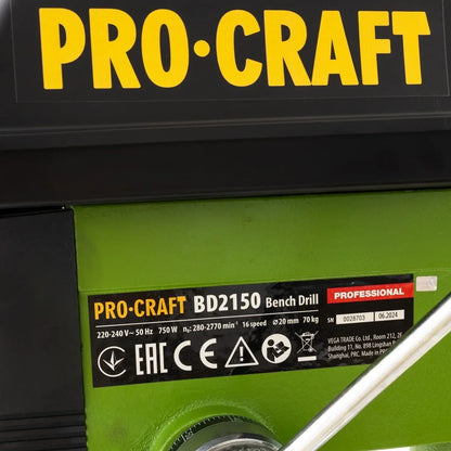 BD2150 bormasina de banc fixa cu coloana PROCRAFT, 64.60 kg , Putere 750W - 221.ro