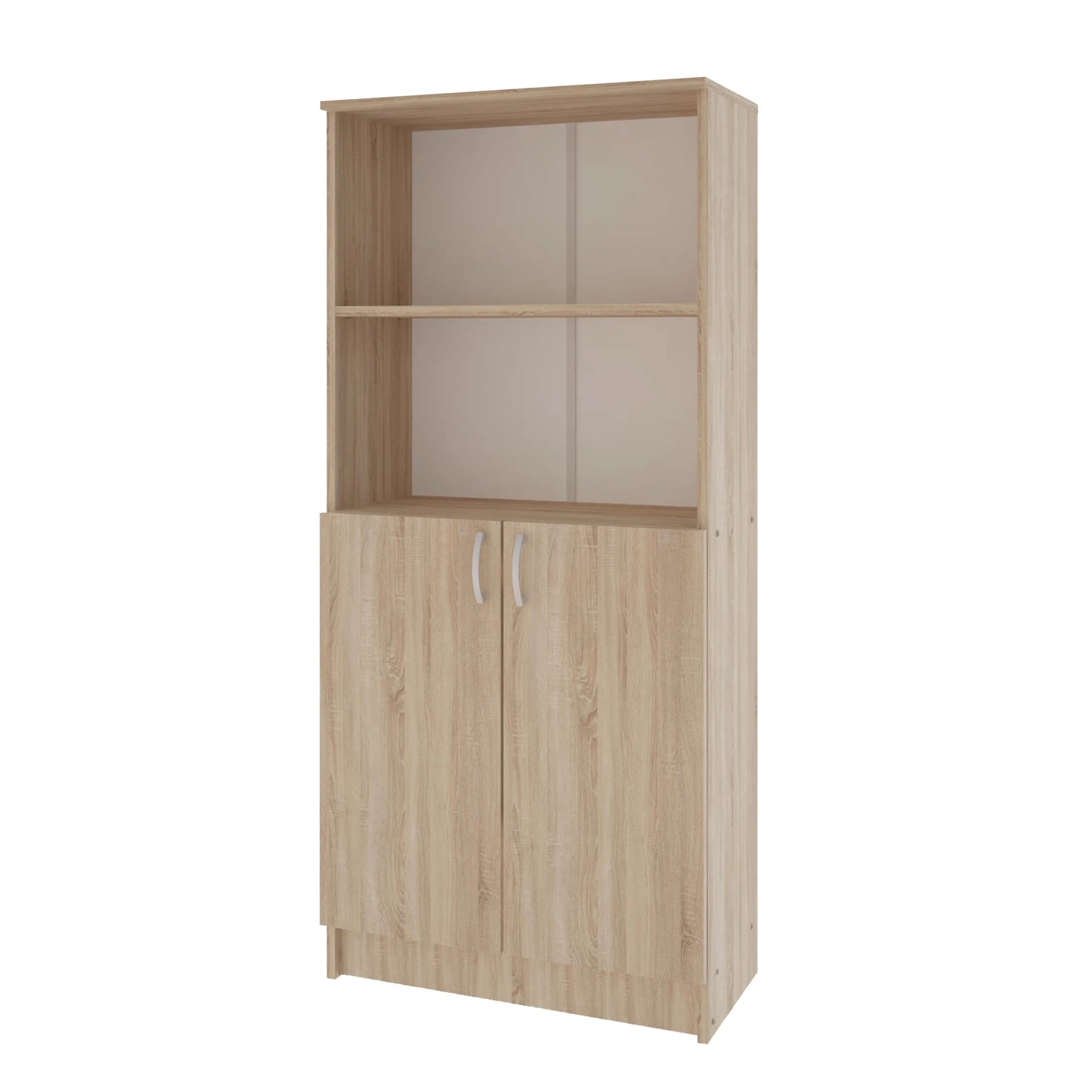 Biblioteca Flint, cu Usi Inferioare si O Polita, Stejar Sonoma, 70 x 32 x 159 cm