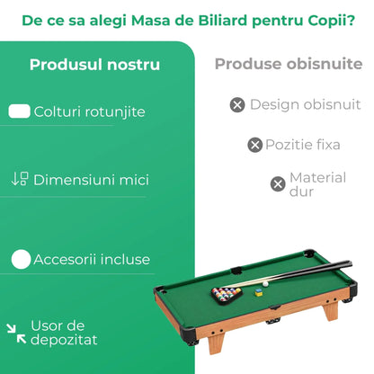 Masa de Biliard Mini Timebox, Bile, Triunghi, Creta), Maro